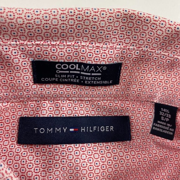 NWT Tommy Hilfiger CoolMax Slim Fit Stretch Shirt Mens Small 14.5  32/33 Red - Picture 6 of 12